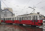 Wien Wiener Linien SL 6 (E1 4509 + c4 1305) XI, Simmering, Simmeringer Hauptstraße / Straßenbahnbetriebsbahnhof Simmering am 16.