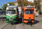 Der ex Wiener E1 TW 292 sowie der legendäre Schienenschleifwagen TW 262 (weltweit der erste mit Thyristorsteuerung) haben sich am 09.