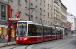 Wien    Wiener Linien Flexity (Typ D) 302 als Linie 67, Reumannplatz/Bucherschleife, 24.01.2019 