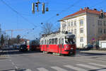 Wien Wiener Linien SL 49 (E1 4542 + c3 1339 (beide: Bombardier-Rotax 1975)) XIV, Penzing, Hütteldorf, Linzer Straße / Deutschordenstraße am 15.