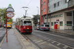 Wien Wiener Linien SL 25 (E1 4730 (SGP 1971) + c4 1317 (Bombardier-Rotax 1974)) XXI, Floridsdorf, Donaufelder Straße (Hst.