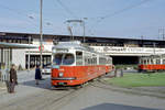 Wien: Die Wiener Straßenbahnen vor 50 Jahren: SL 16 (E1 4699 (SGP 1968)) II, Leopoldstadt, Praterstern am 29. August 1969. - Die Gleisanlagen der Straßenbahn am Praterstern haben die Wiener Stadtwerke-Verkehrsbetriebe (WVB) und später die Wiener Linien (WL) in der Zwischenzeit mehrmals geändert, und über den heutigen Straßenbahnhaltestellen der Linien 5 und O gibt es eine Überdachung. - Scan eines Farbnegativs. Film: Kodak Kodacolor X. Kamera: Kodak Retina Automatic II.