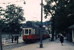 Wien: Die Wiener Straßenbahnen vor 50 Jahren: SL 39 (K 2332 (Simmeringer Waggonfabrik 1912)) XIX, Döbling, Untersievering, Endstation Sievering am 28. August 1969. - Scan eines Diapositivs. Film: AGFA CT 18. Kamera: Canon Canonet QL28.