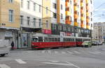 Wien Wiener Linien SL 30 (E1 4540 + c4 1363 (Bombardier-Rotax, vorm. Lohnerwerke, 1975 bzw. 1976)) XXI, Floridsdorf, Schloßhofer Straße / Brünner Straße / Am Spitz am 29. November 2019.