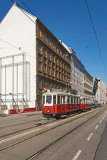 Am 25.09.2021 war ein M-m3-Zug, bestehend aus Triebwagen 4149 und Beiwagen 5419, anlsslich des Tramwaytages zwischen der Schlachthausgasse und dem Zentralfriedhof unterwegs.