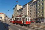 Anlsslich des Tramwaytages am 25.09.2021 war ein M-k6-Zug, bestehend aus M 4101 und einem unbekannten k6 als Zubringer unterwegs.  AUf dem Weg von der Schlachthausgasse am Straenbahnmuseum zum Zentralfriedhof fuhr der Zug durch die Erdbergstrae im 3. Wiener Gemeindebezirk Landstrae. 