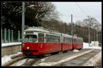 4554+1118 stehen am 14.02.10 an der Abfahrtsstelle der Endstelle Lainz Wolkersbergenstrae.