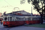 Wien Wiener Stadtwerke-Verkehrsbetriebe (WVB) SL TK (T1 418 (Lohnerwerke 1954) + k6 1588 (Lohnerwerke 1952)) I, Innere Stadt, Franz-Josefs-Kai / Stadtbahn Schottenring am 17.