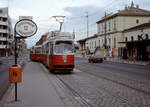 Wien Wiener Stadtwerke-Verkehrsbetriebe (WVB) SL 64 (E2 4052 (SGP 1985) XII, Meidling, Eichenstraße / ÖBB-Bahnhof Meidling im Juli 1992. - Scan eines Diapositivs. Film: Agfa Agfachrome 200RS. Kamera: Leica CL.