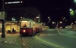 Wien Wiener Stadtwerke-Verkehrsbetriebe (WVB) SL T (T1 414 (Lohnerwerke 1954, UB aus T-414)) I, Innere Stadt, Schottentor im August 1969.