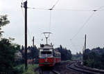 Wien Wiener Stadtwerke-Verkehrsbetriebe (WVB): Der E1 4709 (SGP 1969) als SL 60 erreicht auf der Fahrt nach Rodaun die Kaiser-Franz-Josef-Straße am 1.