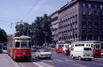 Wien Wiener Stadtwerke-Verkehrsbetriebe (WVB) SL J (L3 495 (Lohnerwerke 1960)) I, Innere Stadt, Opernring am 16.