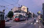 Wien Wiener Stadtwerke-Verkehrsbetriebe (WVB) SL 8 (E1 4813 (SGP 1973)) XII, Meidling, Eichenstraße / Meidlinger Hauptstraße / Philadelphiabrücke im Juli 1975.