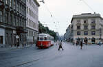 Wien Wiener Stadtwerke-Verkehrsbetriebe (WVB) SL 5 (L3 467 (Lohnerwerke 1958; Umbaus aus L2 2548)) II, Leopoldstadt, Rauscherstraße / Nordwestbahnstraße im Juli 1977.