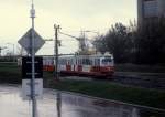 Wien WVB SL BK (E1 4858 + c 1601) Reichsbrcke-Notbrcke / Donaupark im Oktober 1978.