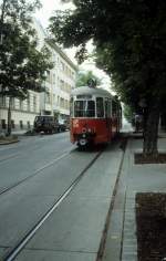 Wien WVB SL 9 (E 4618) Gersthof, Wallrissstrasse (Endstation) im Juli 1992.