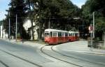 Wien WVB SL 43 (c4 1366) Dornbach, Dornbacher Strasse / St-Anna-Kapelle / Endstation Neuwaldegg im Juli 1992.