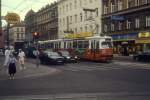 Wien WVB SL 5 (E1 4697) Wallensteinstrasse / Klosterneuburger Strasse im August 1994.