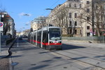 Wien Wiener Linien SL 1 (B 616) Leopoldstadt, Wittelsbachstraße am 20 Februar 2016.