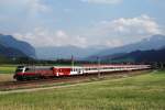 1016 035 (railjet - Vordesign) mit OEC 668 bei Flaurling (29.04.2007)