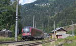 Österreich: ÖBB Railjet 80 90.738 Richtung Innsbruck Hbf auf der Arlbergbahn in Strengen 28.08.2019