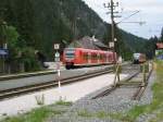 Br 426 und Br 642 von Regio Oberbayern im Bahnhof Ehrwald/Zugspitzbahnhof auf der Auerfernbahn in Tirol am 24.06.2008