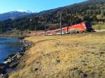 railjet 632 (Lienz - Wien Hbf) am 3.3.2015 bei der Durchfahrt in Berg im Drautal.