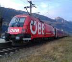 1116 225-4  ÖFB-railjet  am Zugschluss des railjet 632 (Lienz - Wien Hbf) am 27.11.2015 beim Halt in Greifenburg-Weißensee.	  