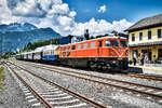 2050.09 der Regiobahn RB GmbH, steht nach dem Stürzen, mit dem Sonderzug der NBiK, im Bahnhof Hermagor.