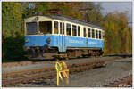 ET 1 der StB wartet am 23.10.2021 am Bahnhof Feldbach Landesbahn die Kreuzung mit ET 2 aus Bad Gleichenberg ab. 