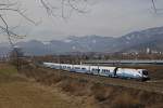 1116 251 (Skiaustria) als RJ650 auf der Fahrt zwischen dem Bahnhof Marein-St.Lorenzen und der Haltestelle Allerheiligen-Mürzhofen am 27.02.2014.