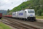 386.011 + 386.009 mit Güterzug in Kindberg am 5.09.2016.