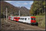 Steuerwagen 80 -73 207 an der Spitze des IC515 fährt am 23.10.2019 zwischen Bruck an der Mur und Pernegg Richtung Graz.