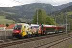 1116 153 mit Railjet bei Bruck an der Mur am 4.05.2017.