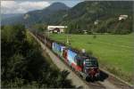 SZ 541 Werbetandem bestehend aus den Loks 541 104  Mammut  und 541 001  Alpenkonvention  fahren mit dem Kohlestaubzug G 48442 von Villach nach Linz.Wegen der Tauernbahnsperre wurde dieser Zug ber den