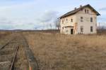 Der Bahnhof Pulkau an der Bahnstrecke Zellerndorf Sigmundsherg ist dem Verfall preisgegeben seitdem der Betrieb auf der Strecke 1990 eingestellt wurde,Februar 2014