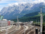 Blick auf das Gleisfeld Bahnhof Bischofshofen; 02.08.2010  