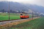 Ein ET der Lokalbahn Gmunden-Vorchdorf auf dem Dreischienengleis, welches auch die ÖBB-Lokalbahn Lambach-Gmunden nutzte, 06.04.1986