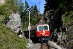 Erster Fotohalt war dann die 180-Grad Kurve etwas unterhalb von Winterbach, bei der die Mariazellerbahn einen Felseinschnitt durchfährt.