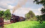 18.07.1998 Pinzgauer Bahn, Sonderzug mit Dampflok ÖBB 399.01 im Bahnhof Mittersill