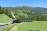 Sonderzug am 12.9.15 auf der Pinzgauer Lokalbahn mit der neu eingetroffenen und Hauptuntersuchten Bosnischen JZ 73-019 des Club 760 in Krimml