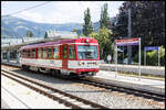 Der niedliche VT13 verlässt am 11. Juli 2024 den Bahnhof Zell am See. 