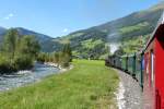 Sonderzug am 12.9.15 auf der Pinzgauer Lokalbahn mit der neu eingetroffenen und Hauptuntersuchten Bosnischen JZ 73-019 des Club 760 bei Wald im Pinzgau