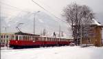 Tw 4 der Stubaitalbahn Anfang Januar 1980 im Innsbrucker Stubaitalbahnhof.