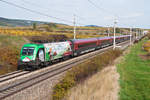 1116 159  150 Jahre Brennerbahn  war am 26.10.2017 mit dem railjet 537 von Wien nach Villach unterwegs.