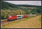 1044 090 fährt am 14.06.2002 mit IC151 bei Bruck/Mur Richtung Süden.