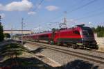1116 228 war am 15.05.2012 mit railjet 554  Powered by Barbie  auf der Sdbahn bei St.Egyden nach Wien Meidling unterwegs.