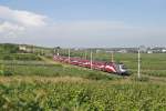 Österreich-Railjet 1116.249 als RJ-537 inmitten der vielen Weinstöcke rund um Pfaffstätten am 10.6.14