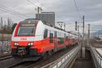 Seit 11.01.2016 wird der Cityjet (Siemens Desiro ML( in der Steiermark auf der S1 und S5 eingesetzt!    4746 001 als S5 4107 nach Spielfeld Straß in Graz Don Bosco, 11.01.2016.