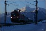 Alpenglhen - Die 1116 106 rollt mit dem EC 113 (Salzburg - Klagenfurt) ber die Tauern Sdrampe talwrts.